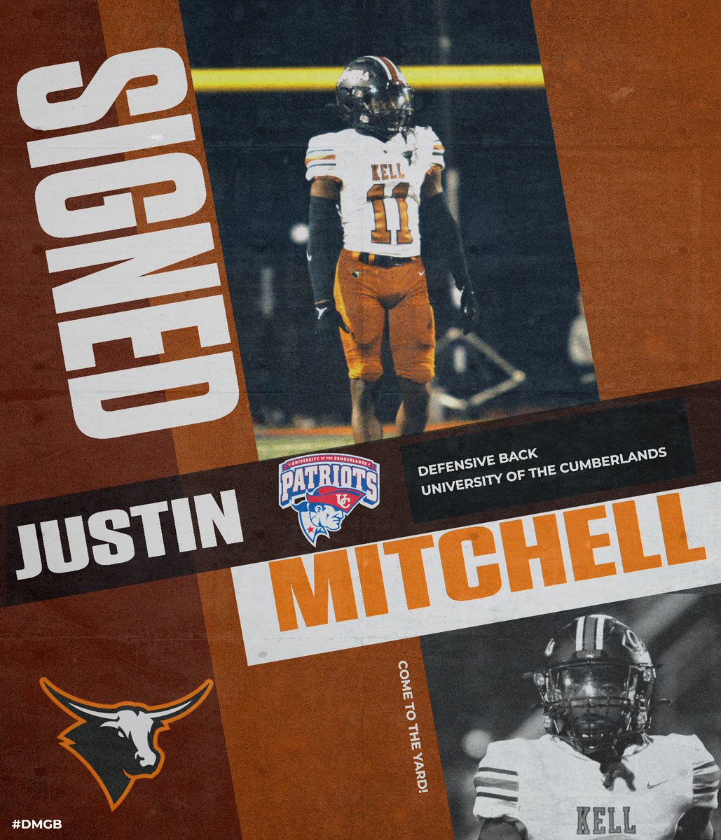 Kell HS Football (@kell_football) on Twitter photo Congratulations <a href="/_Justinmitchell/">justin “Jmitch” mitchell</a> for signing with <a href="/UCPatriotFball/">UC Patriot Football</a> ‼️
#DMGB | #HookEm🤘 Congratulations <a href="/_Justinmitchell/">justin “Jmitch” mitchell</a> for signing with <a href="/UCPatriotFball/">UC Patriot Football</a> ‼️
#DMGB | #HookEm🤘