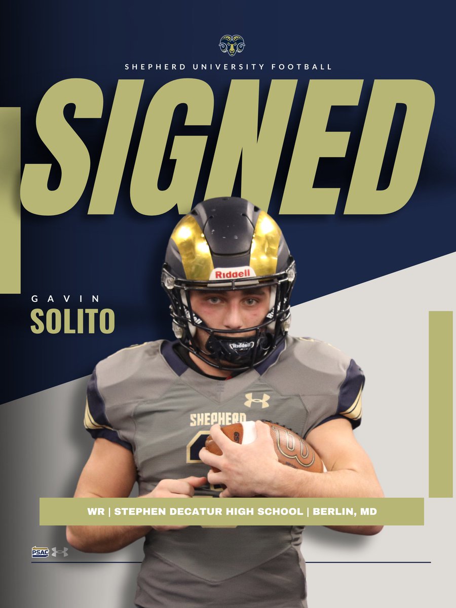 SURamsFootball's tweet photo. SIGNEE FROM THE EASTERN SHORE OF MD!!!
Welcome @SolitoGavin to the Ram Family!
#NationalSigningDay #Team95 #TrueBeliever https://t.co/91hFF0pTIh