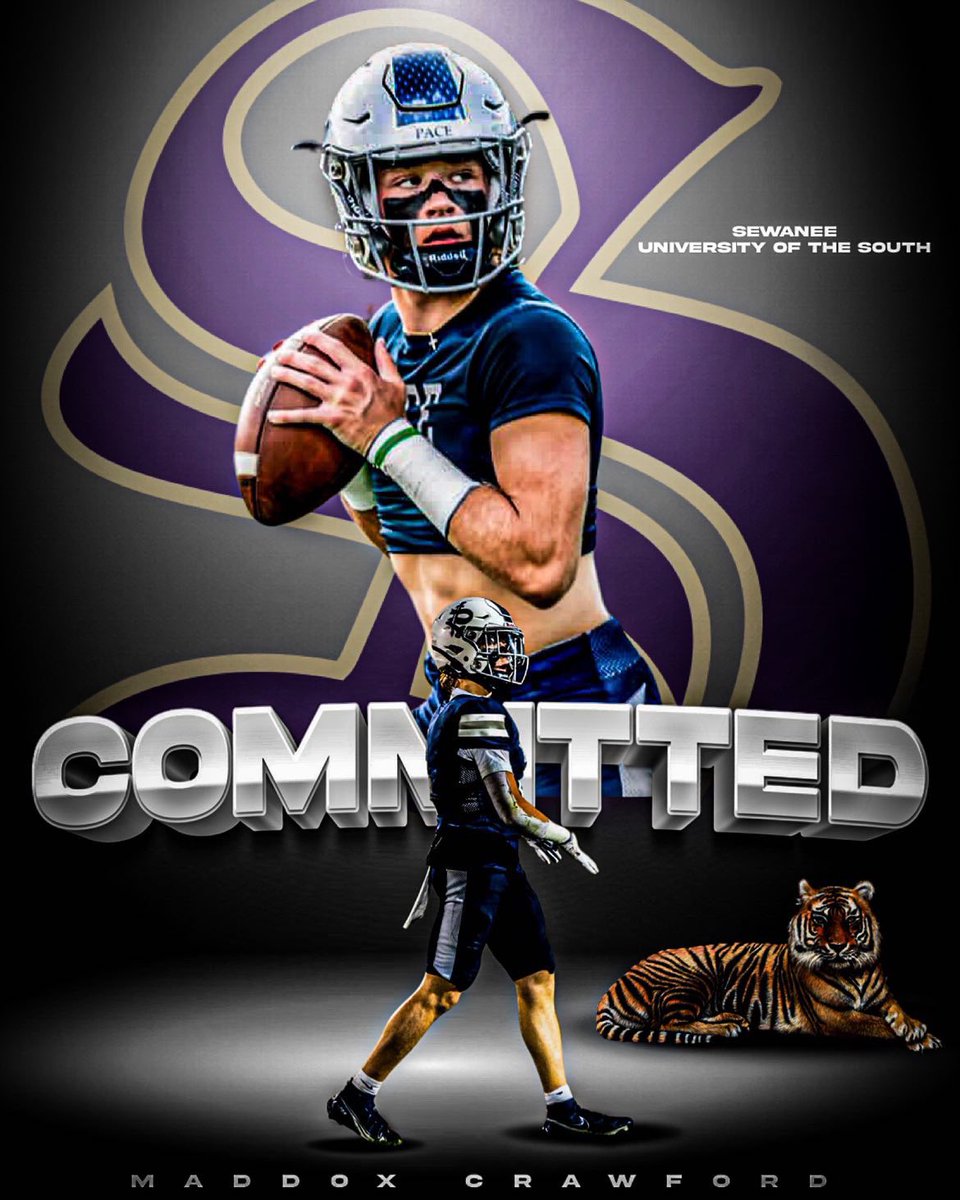 i am truly blessed and honored to continue my athletic and academic career at @SewaneeFootball . i would like to thank God, my family, friends, and everyone that has supported me through this journey. go tigers. @CoachGC_Hobbs @CoachMacSewanee @PaceKnights @Pace_FB