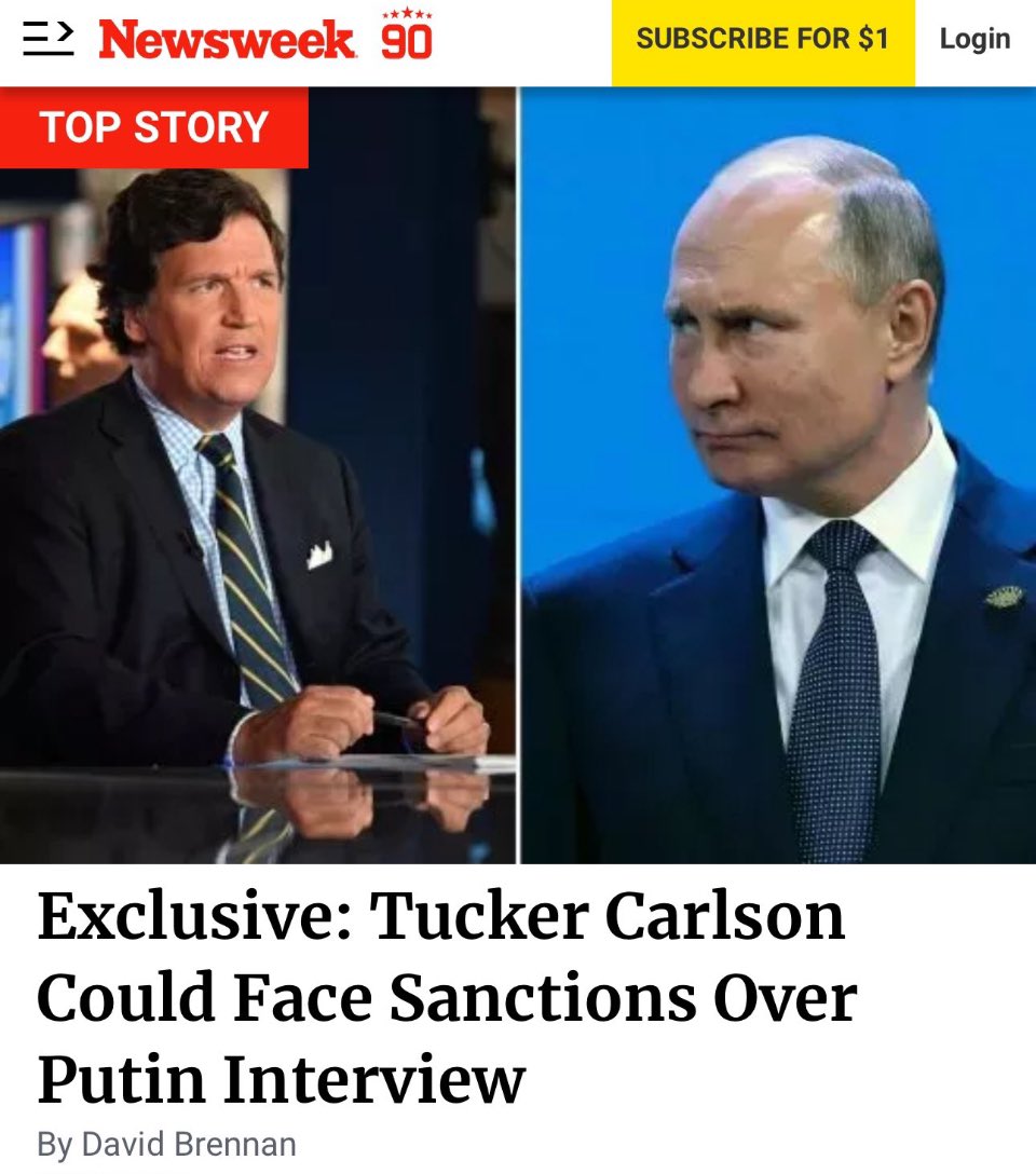 Tucker Carlson is now facing sanctions in Europe and a potential ‘Travel Ban’ for interviewing President Putin according to European Parliament. 

The Corruption in Ukraine is frightening the Globalists all around the World…why?