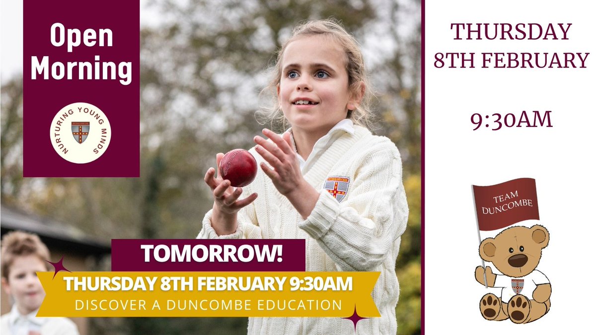 Wondering where to start your child's educational journey this September? 
Curious about the benefits of a mid-year start? 

Join us for our Open Morning tomorrow, and discover firsthand what a Duncombe education can offer your child. Let us answer all your questions!
#hertford