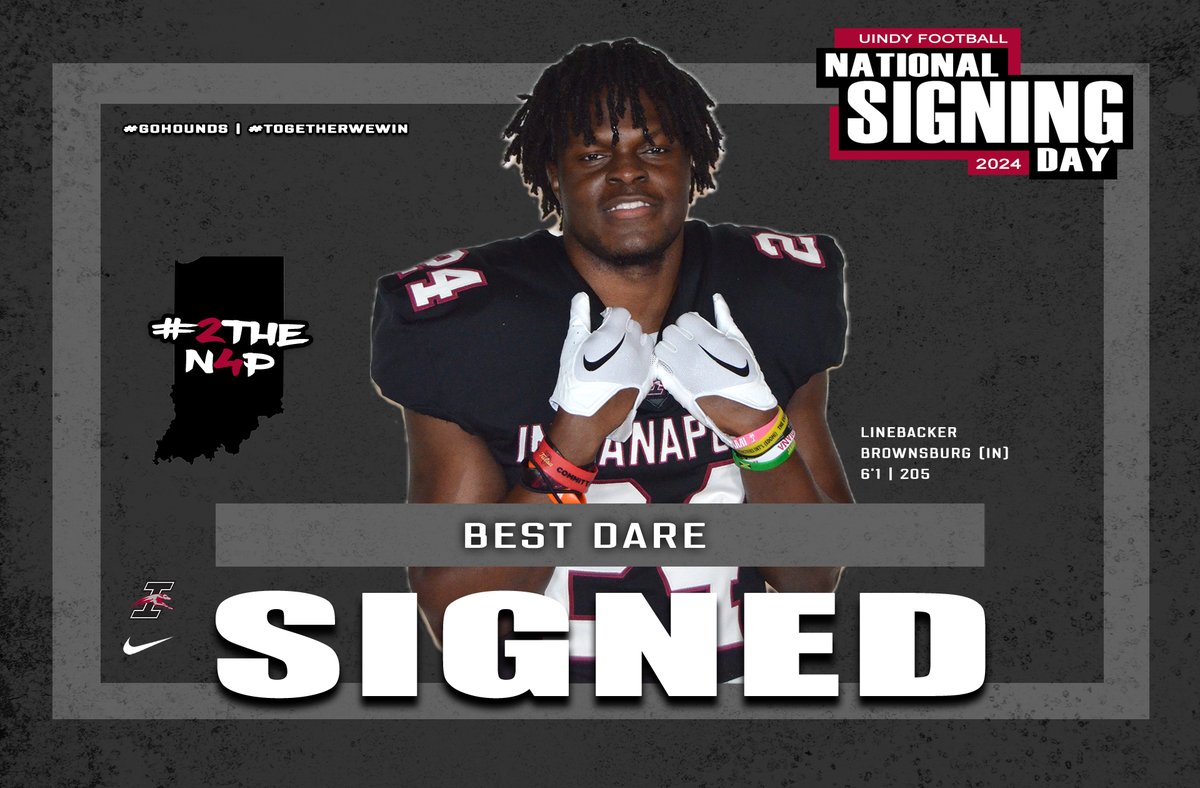 UIndyFB's tweet photo. Welcome 2⃣THEN4⃣P ‼️

👤 @Best_Dare48
🏈 Linebacker
🎞️ https://t.co/v11SEHp9nQ

Officially a Hound! ✍️

#GoHounds | #TogetherWeWin https://t.co/xaIYh7boC7