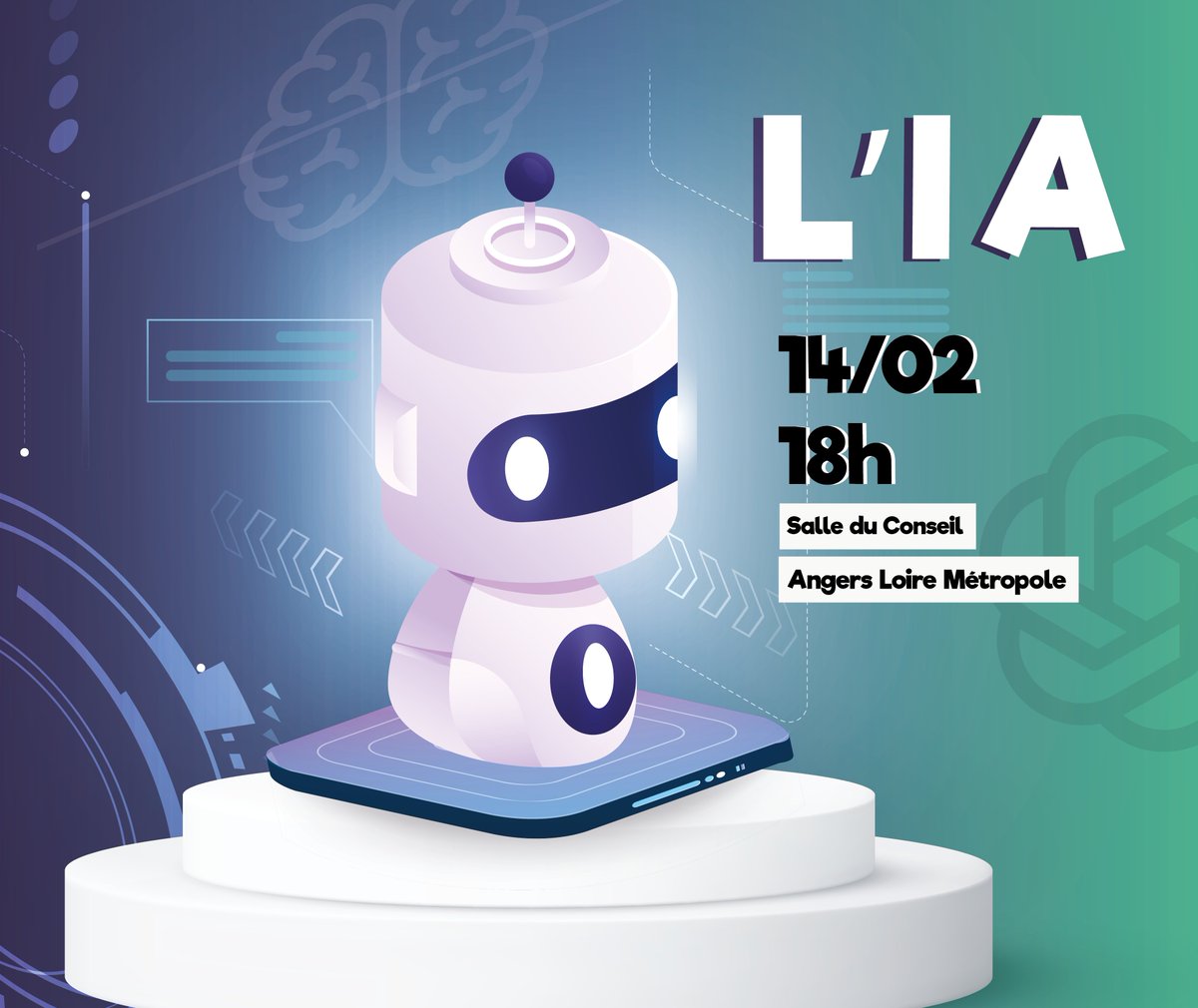 #confduconseil dernières places dispos pour notre la conférence '#IA : une nouvelle ère' par le Dr Xavier Aimé, CEA Cogsonomy & chercheur @Inserm. 📅14/02, à 18h 📍Salle du Conseil, Angers Loire Métropole @Angers 🎟️Gratuit, inscription obligatoire : bit.ly/3upj2bg