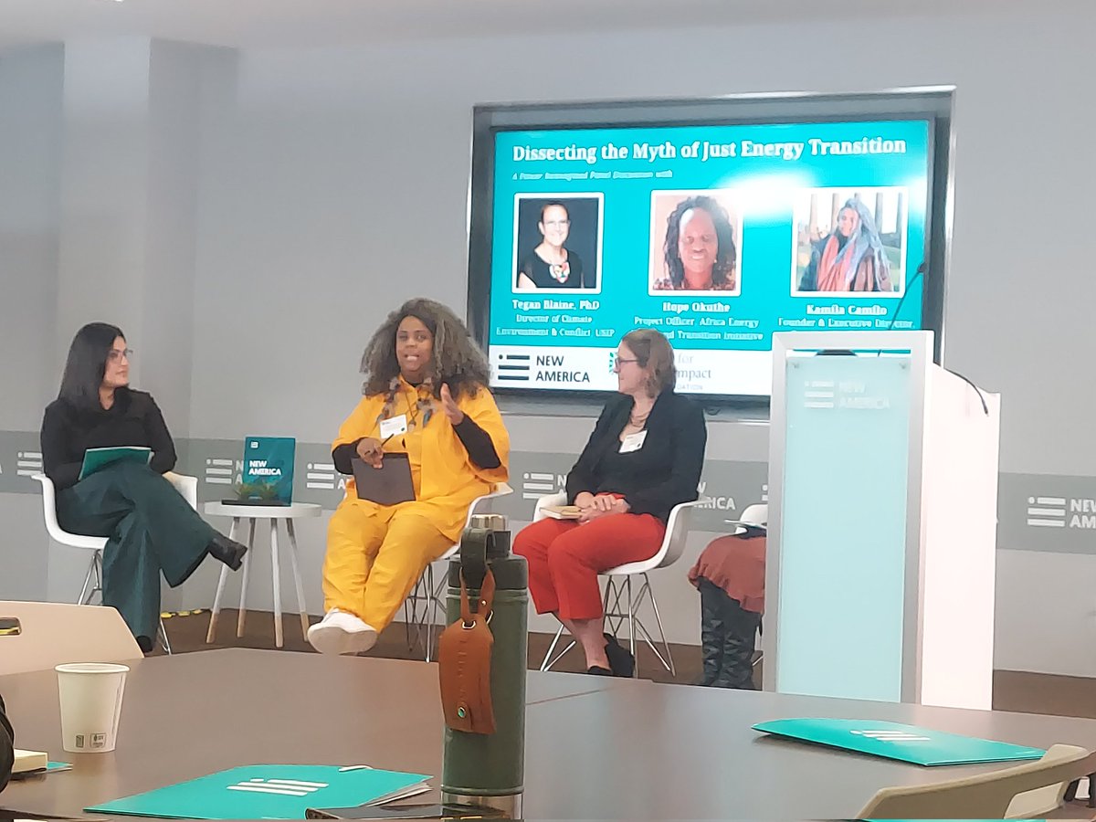 An all-female conversation about a #just #EnergyTransition, with powerful perspectives from around the 🌎! We love to see it! 🙌 @HeelaRasool @PlanetaryPol @NewAmerica