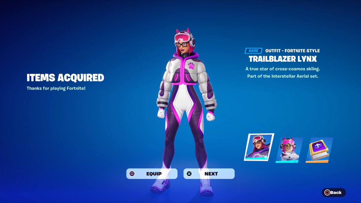 FortniteFNLK's tweet photo. Fortnite Interstellar Aerial Trailblazer Lynx Level Up Quest Pack Giveaway 

To Enter: 
❤️♻️ LIKE &amp; RETWEET
📲 FOLLOW @ForkniteStatuss 
✅ COMMENT “DONE”

USE CODE ‘FNLK’ #ad https://t.co/H18TJ5S3Kw