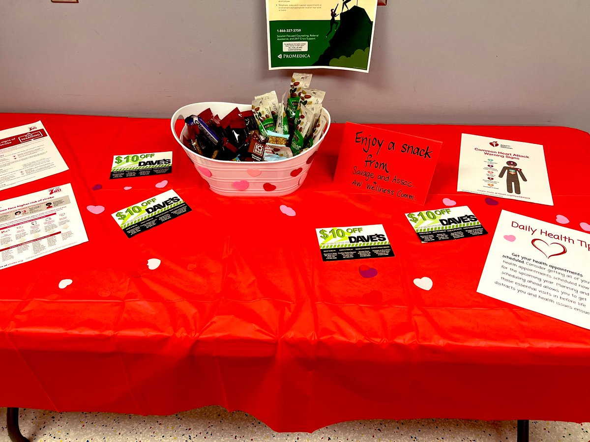 awlsmo's tweet photo. Happy Heart ❤️ Healthy Month!  Thank you for the snacks Savage &amp; Associates and AW Wellness for the healthy snacks!  
**sorry not sorry for the Crumbl that was dropped off, though** 🍪 🍪🍪 https://t.co/vbiYYvmNyJ