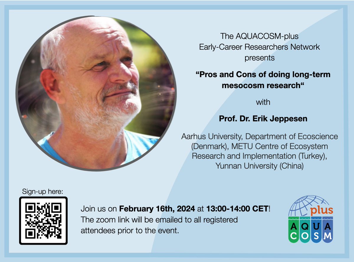 We will be hosting a free online #workshop on Feb. 16th 2024 (13:00-14:00 CET) led by Prof. Dr. Erik Jeppesen. He is a professor at @AarhusUni_int, @METU_ODTU and Yunnan University, and a Nobel laureate as a member of the IPCC 2007 panel! 💻 Sign up: shorturl.at/jFLNS