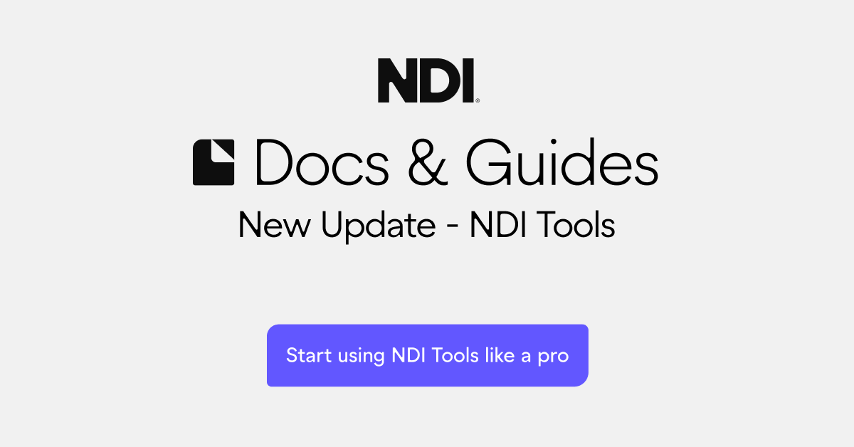 New NDI Tools Docs & Guides are now live! 🛠️ We just launched official documentation on everything you need to know about #NDI Tools. Step into the world of NDI and video over IP connectivity. Start using NDI Tools like a pro today: docs.ndi.video/ndi-tools/ndi-…