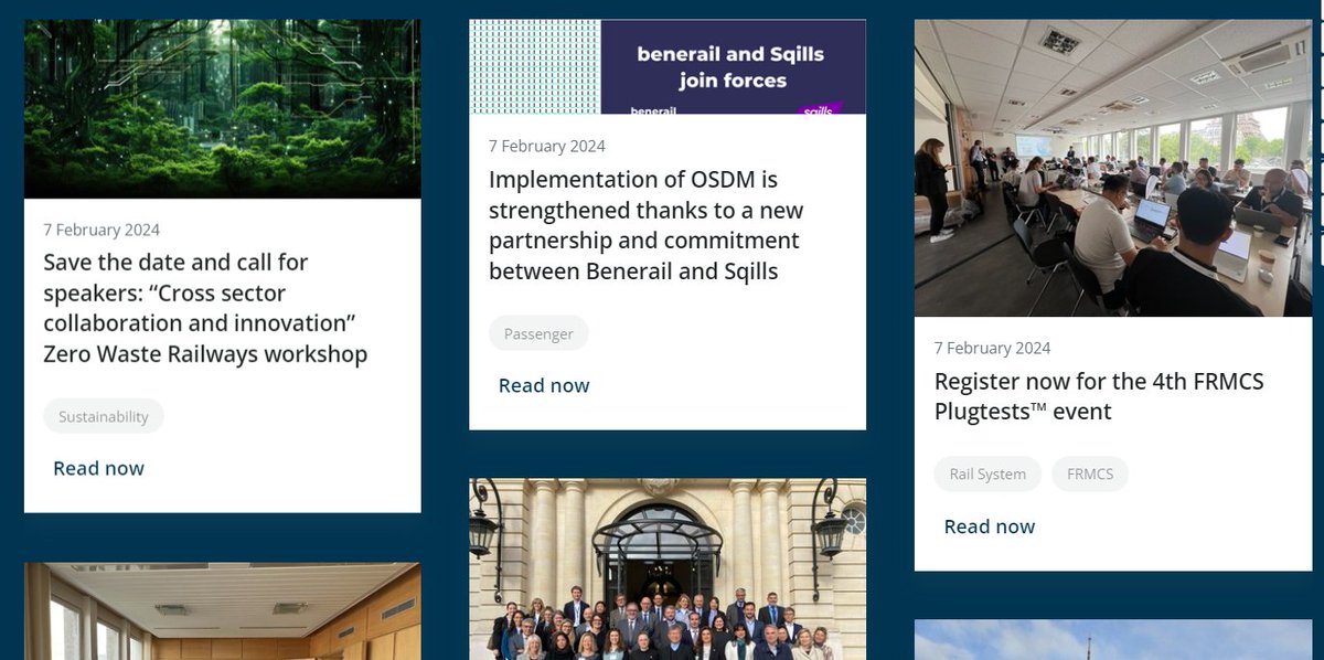 Please find the latest UIC eNews articles on Zero Waste Railways workshop, the Implementation of OSDM strengthened thanks to a new partnership and commitment between Benerail and Sqills, the 4th FRMCS Plugtests™ event.

uic.org/com/enews/