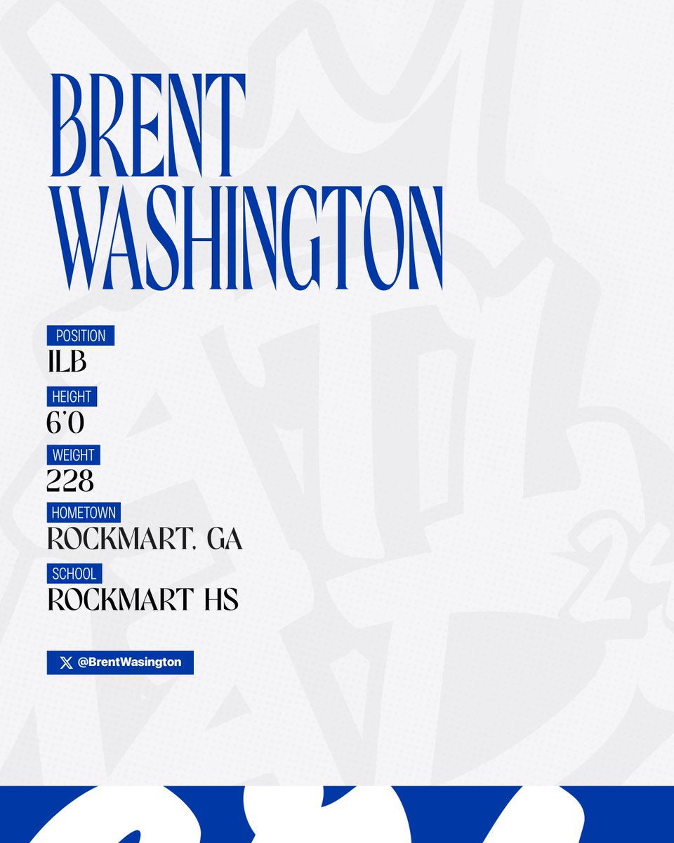 First up... an explosive linebacker from Northern Georgia Welcome to Atlanta, @BrentWasington #LightItBlue | #ATLMade24