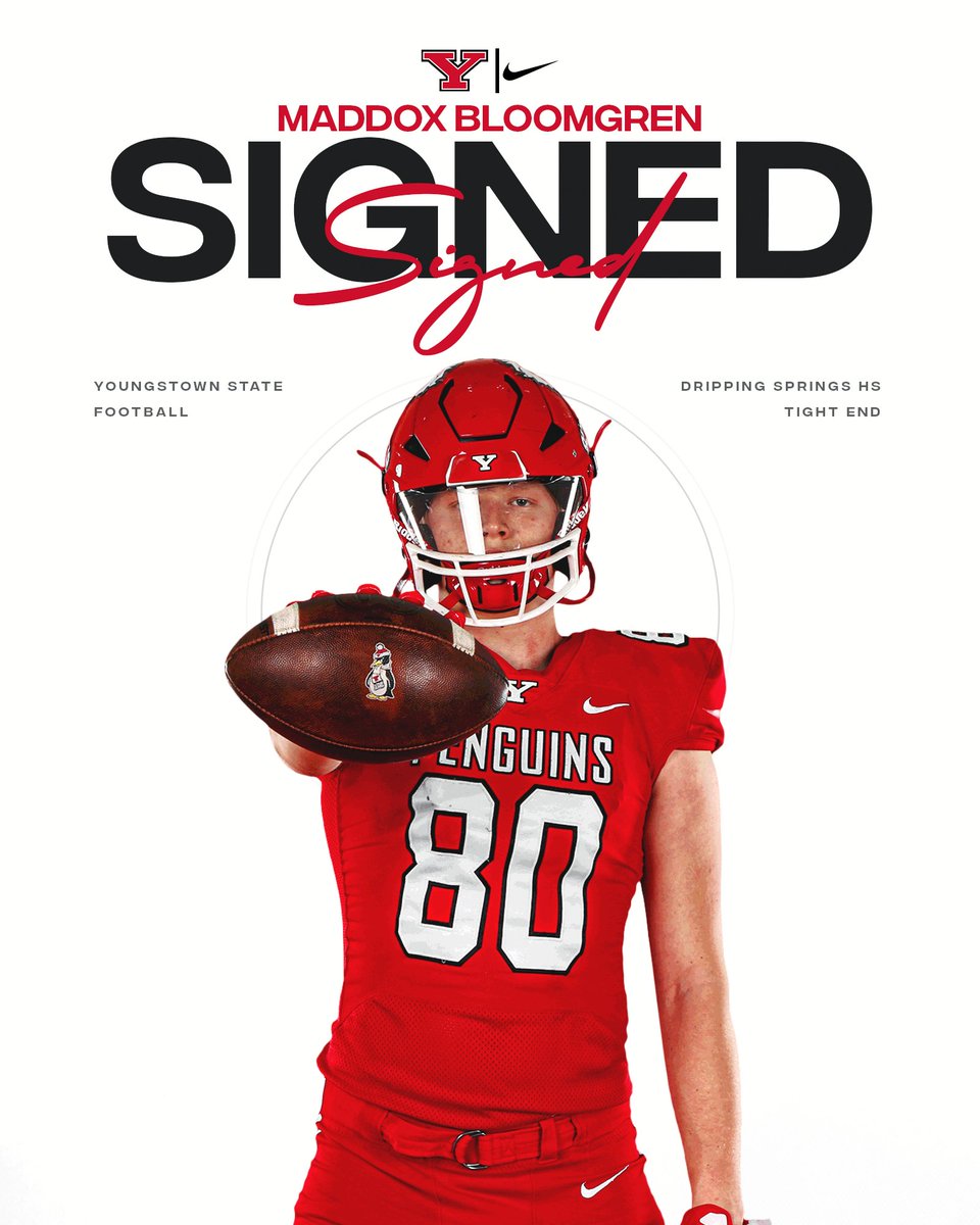 SIGNED 🖊🐧🏈 𝐌𝐚𝐝𝐝𝐨𝐱 𝐁𝐥𝐨𝐨𝐦𝐠𝐫𝐞𝐧 Tight End 6-4 // 230 Dripping Springs, Texas Dripping Springs HS #GoGuins