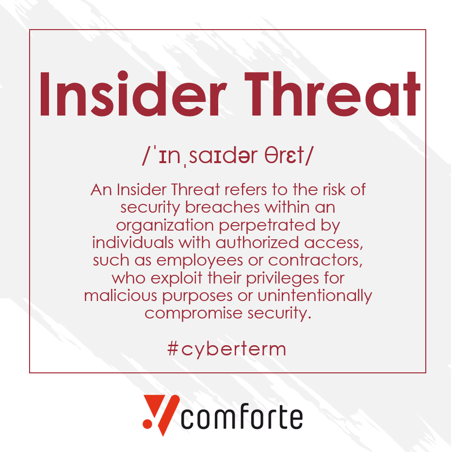 comforteAG's tweet photo. #cyberterm: Cyber term of the week: Insider Threat  📑
Here are a few resources that can help you learn more about tokenization and insider Threats:
https://t.co/eSKcoLRxgz
https://t.co/N20Vz6LhVT

#InsiderThreat https://t.co/0XBQ7K77i7