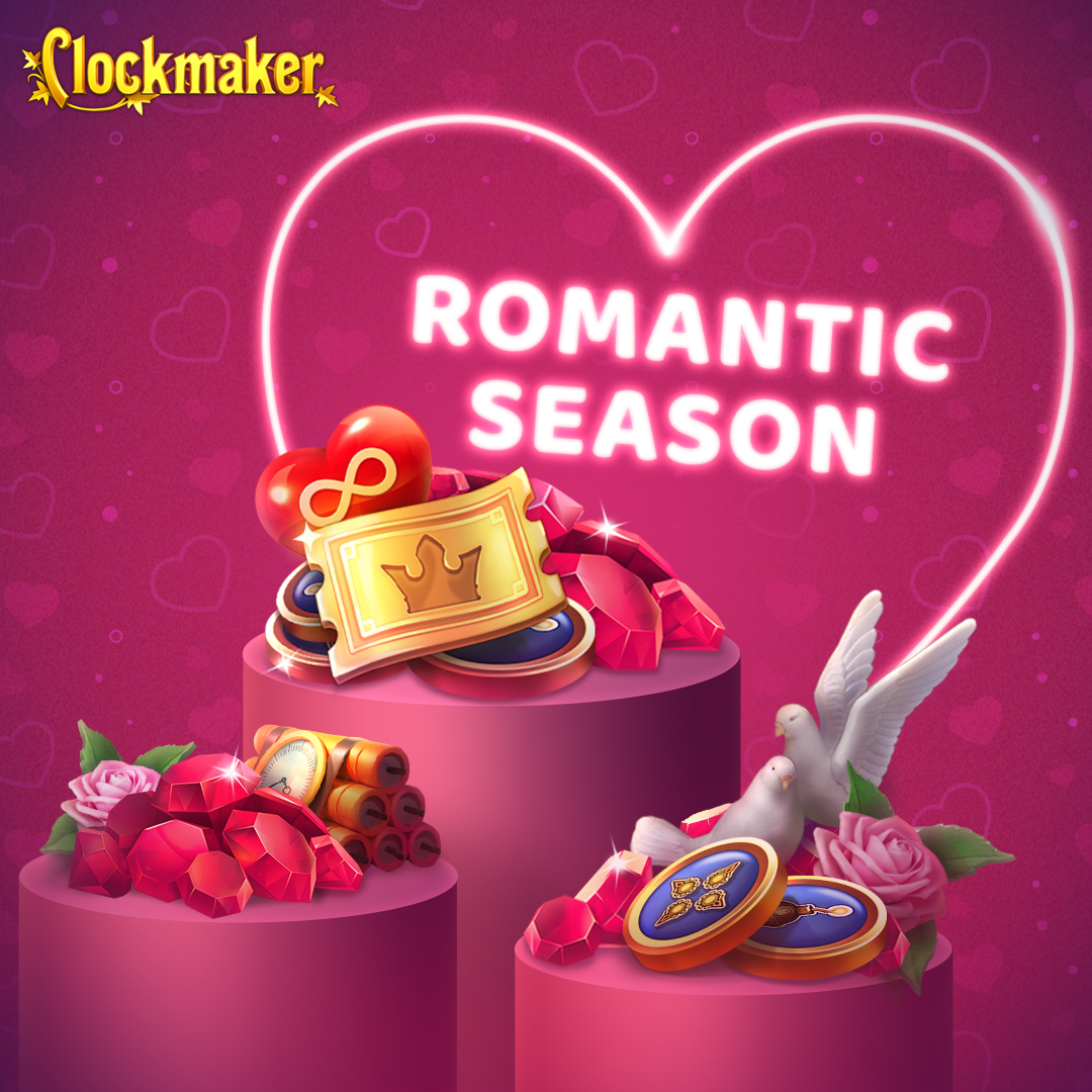 ClockmakerGame's tweet image. 💞 Romantic Season is Coming! 💞 [8ek7.short.gy/twitch]
Whether you're head over heels, on the lookout for #love, or simply living your best life, we've got goodies for everyone. 😍 
Kicks off Feb 9th - Don't miss it!

#clockmakers  #mobilegame #clockmaker  #match3game