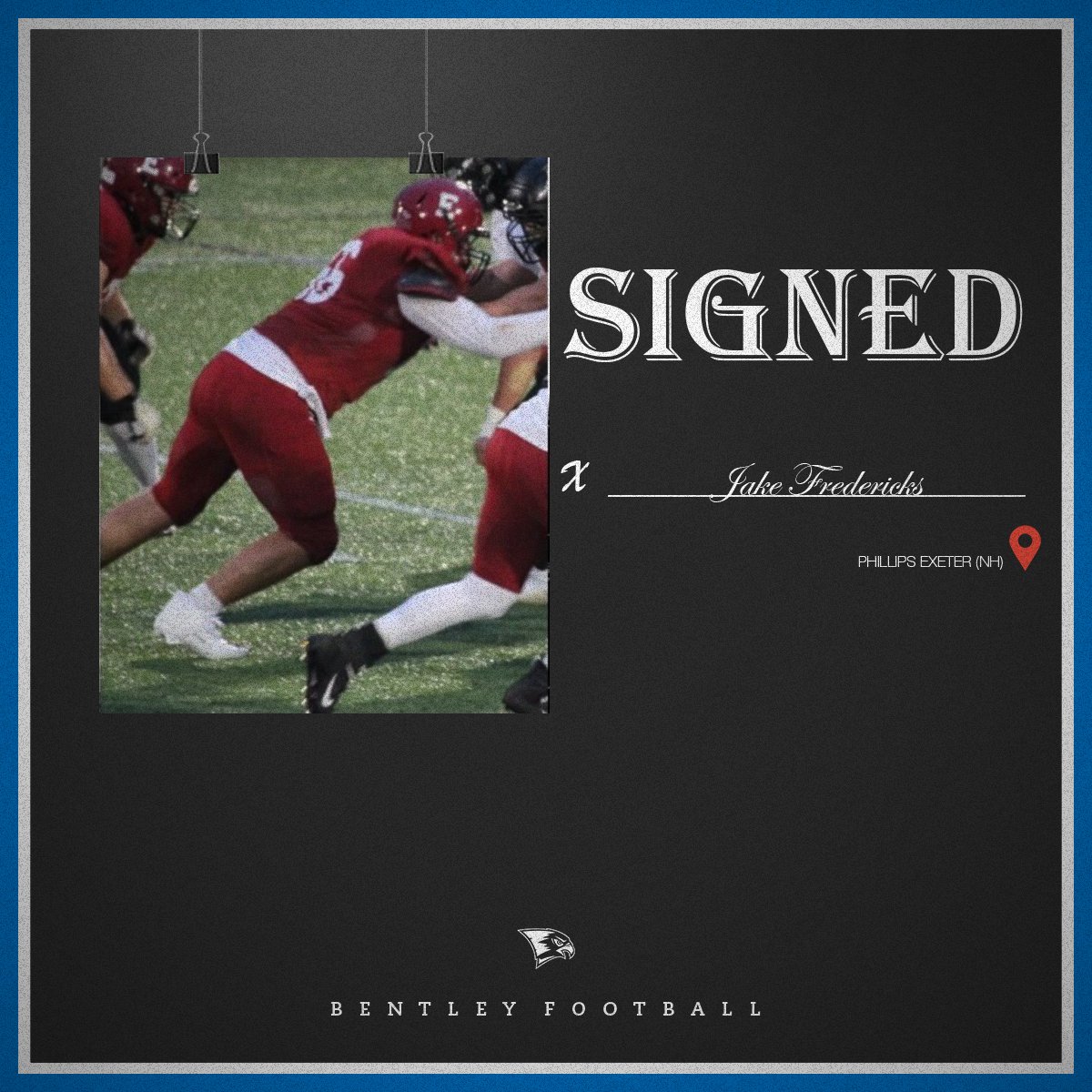 Bentley Football (@footballbentley) on Twitter photo ✍️𝓢𝓲𝓰𝓷𝓮𝓭!
Jake Fredericks | <a href="/JakeFredericks9/">Jake Fredericks</a>
🔵Phillips Exeter (NH) | Winnacunnet (NH)
⚫️Defensive Line
⚪️1st Team All-NEPSAC
#FLIGHT | #NSD24 ✍️𝓢𝓲𝓰𝓷𝓮𝓭!
Jake Fredericks | <a href="/JakeFredericks9/">Jake Fredericks</a>
🔵Phillips Exeter (NH) | Winnacunnet (NH)
⚫️Defensive Line
⚪️1st Team All-NEPSAC
#FLIGHT | #NSD24