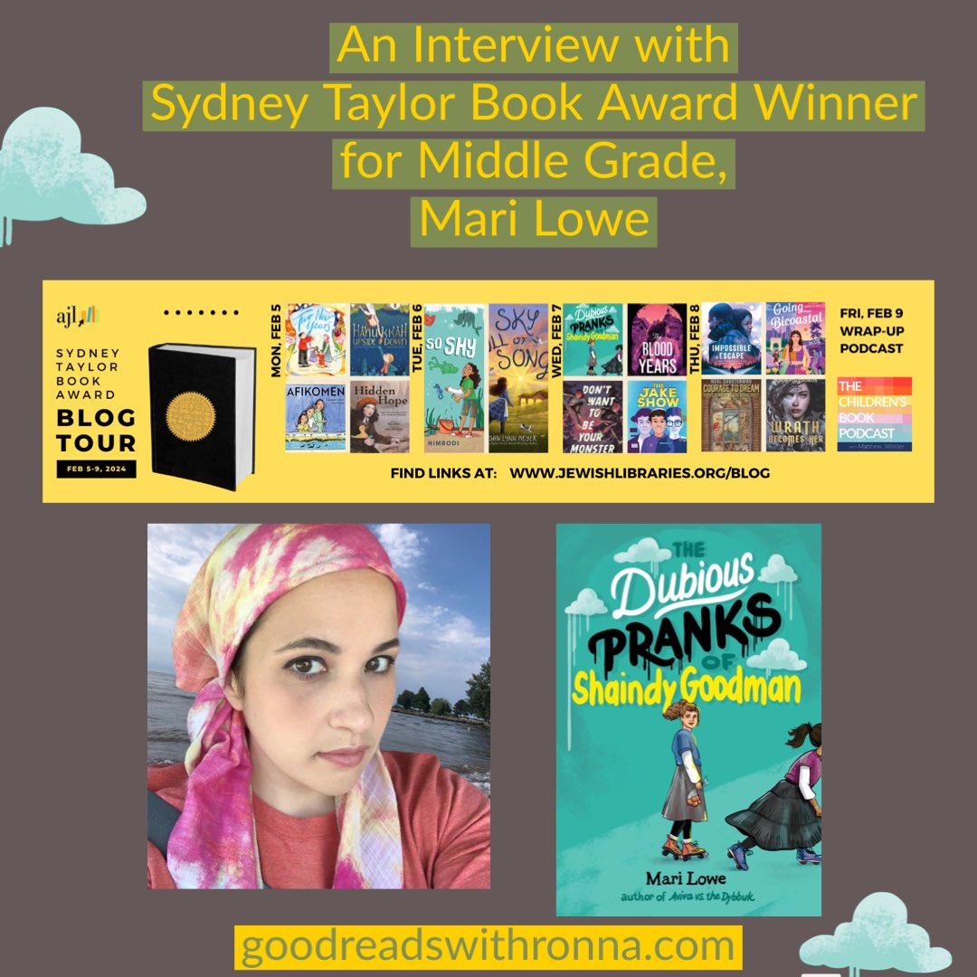 Sydney Taylor Book Award winner @marilwrites discusses her middle grade novel, The Dubious Pranks of Shaindy Goodman in our 2024 #STBA interview. Don't miss her great insights! @LevineQuerido @JewishLibraries @ALALibrary #SydneyTaylorBookAwardBlogTour wp.me/p3X25n-aTi