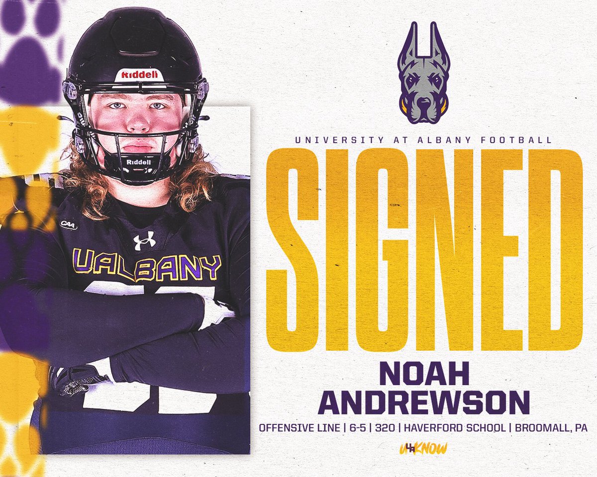 UAlbany Football (@ualbanyfootball) on Twitter photo The black threads look good on you, <a href="/NoahAndrewson/">Noah Andrewson</a> 🏠
Welcome to UAlbany!
#UAUKNOW #WinTheDay 🟪🟨 The black threads look good on you, <a href="/NoahAndrewson/">Noah Andrewson</a> 🏠
Welcome to UAlbany!
#UAUKNOW #WinTheDay 🟪🟨