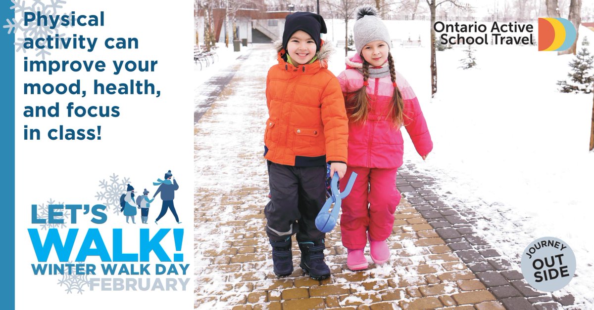 Join EcoSchools nationwide for #WinterWalkDay! Opt for walking or wheeling to school when possible — support the well-being of yourself and the planet! Improve your physical and mental health while earning points toward your EcoSchools plan. 🌿
👉 ontarioactiveschooltravel.ca/winter-walk-da…