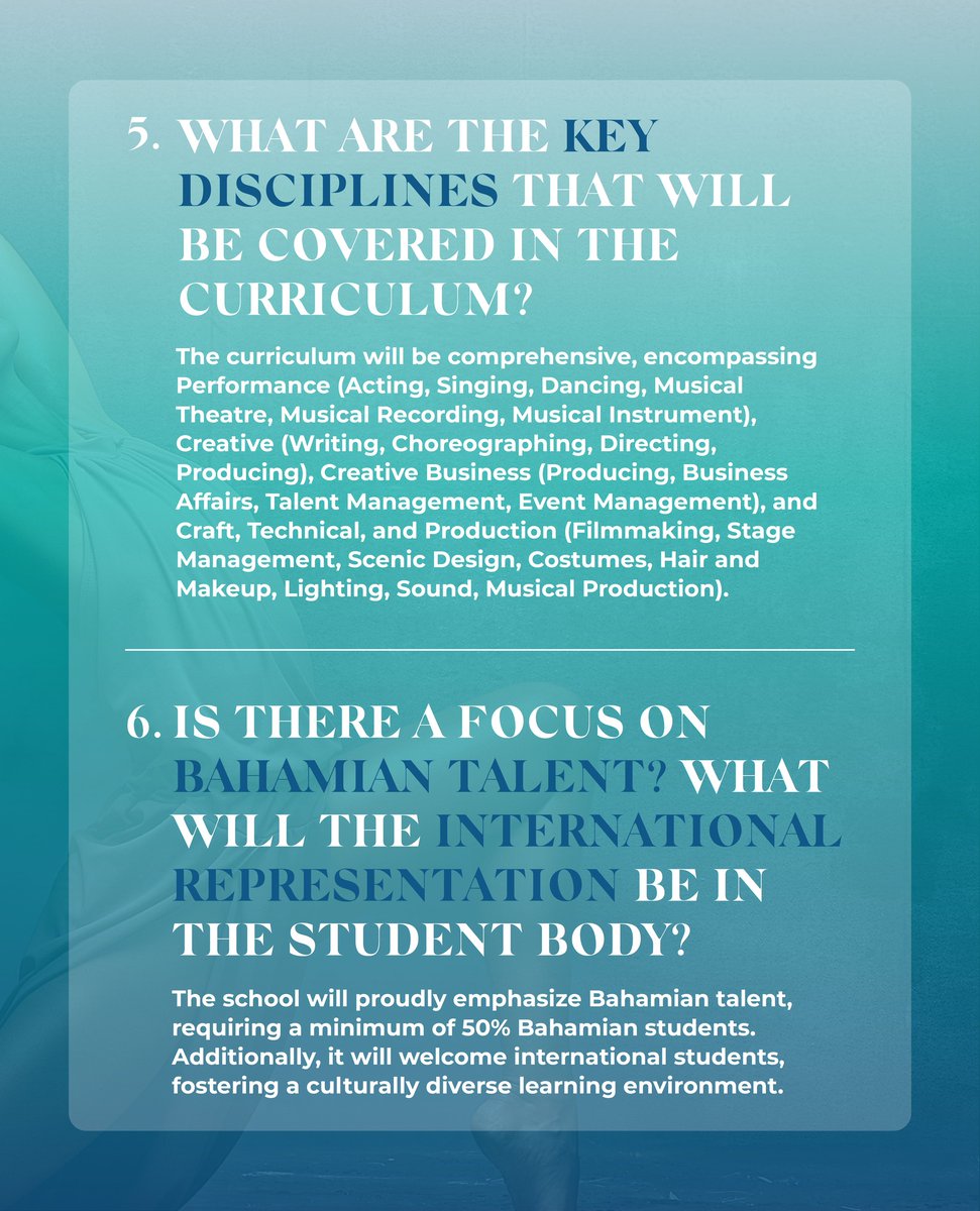 Curious about The Bahamas Creative and Performing Arts School (CAPAS)? 
Explore FAQs on our project. 
Like, follow, and message us on Facebook (The Bahamas Creative and Performing Arts School) or Instagram (@capasbahamas) for more!
