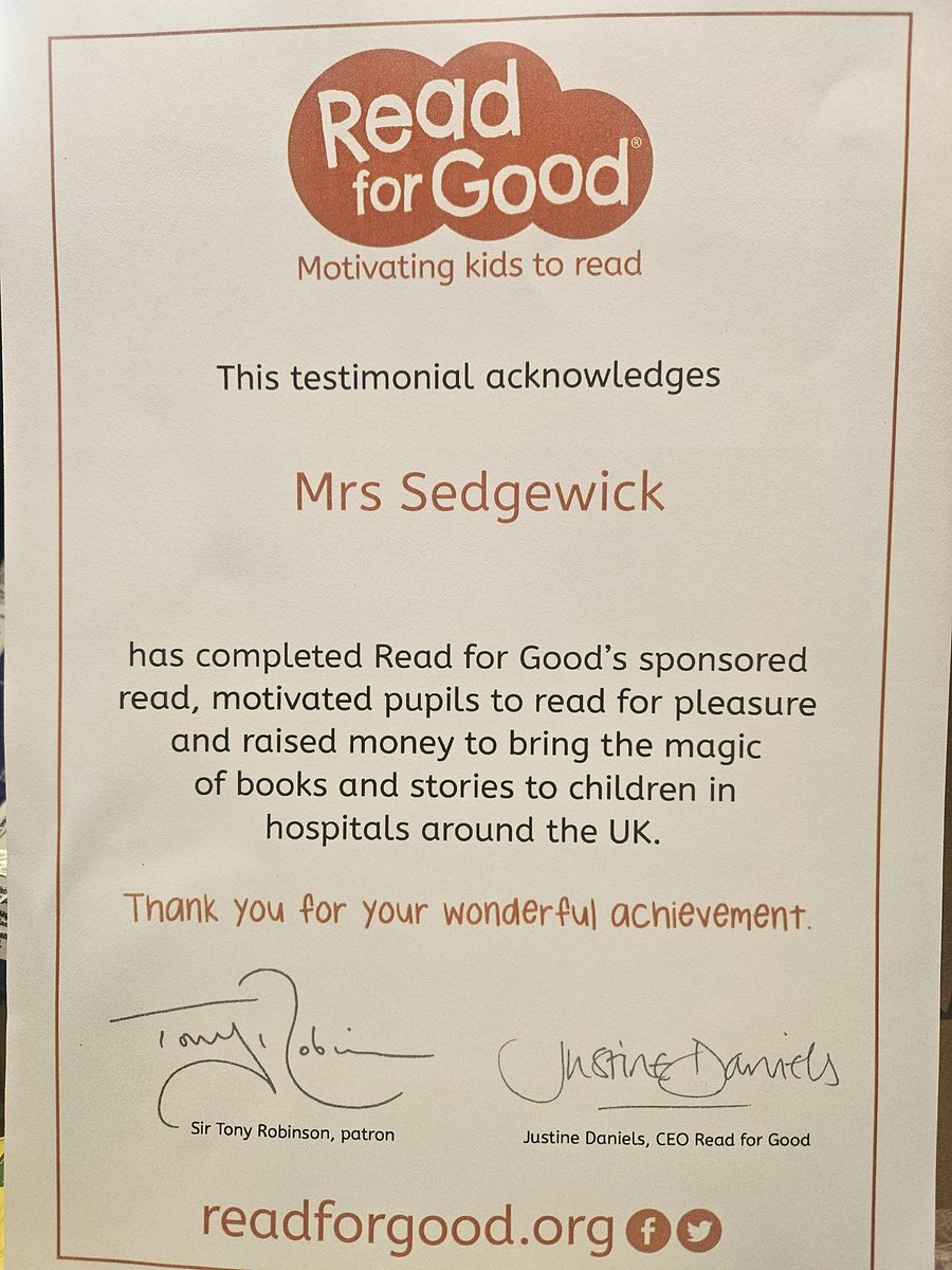 MrsSedgewick's tweet photo. Nice wee surprise in the post today - thank you @ReadforGoodUK It's great to be appreciated! Our pupils did so well and loved their #Readathon in @LibraryStMags https://t.co/R7UkHO2Jby