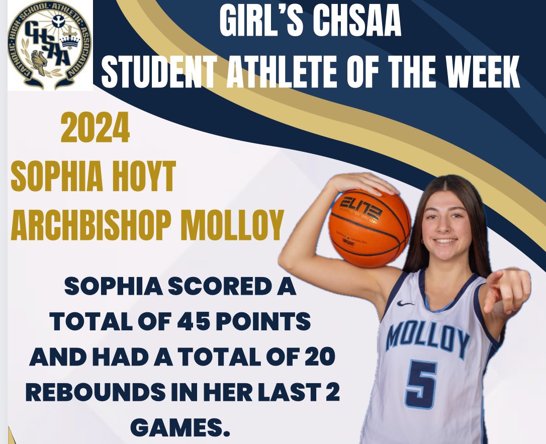 CONGRATULATIONS TO ARCHBISHOP MOLLOY’S SOPHIA HOYT! <a href="/Molloygirlsbb/">molloyhs_girlsbasketball</a>