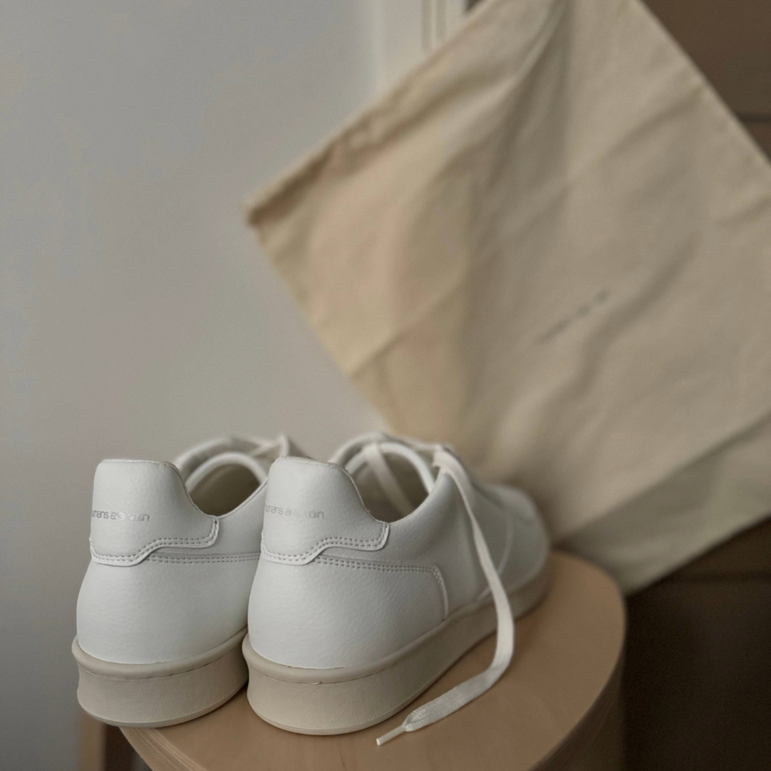 The essential Eden V3 sustainable sneaker in all White and contemporary vibes with @rayyraphael