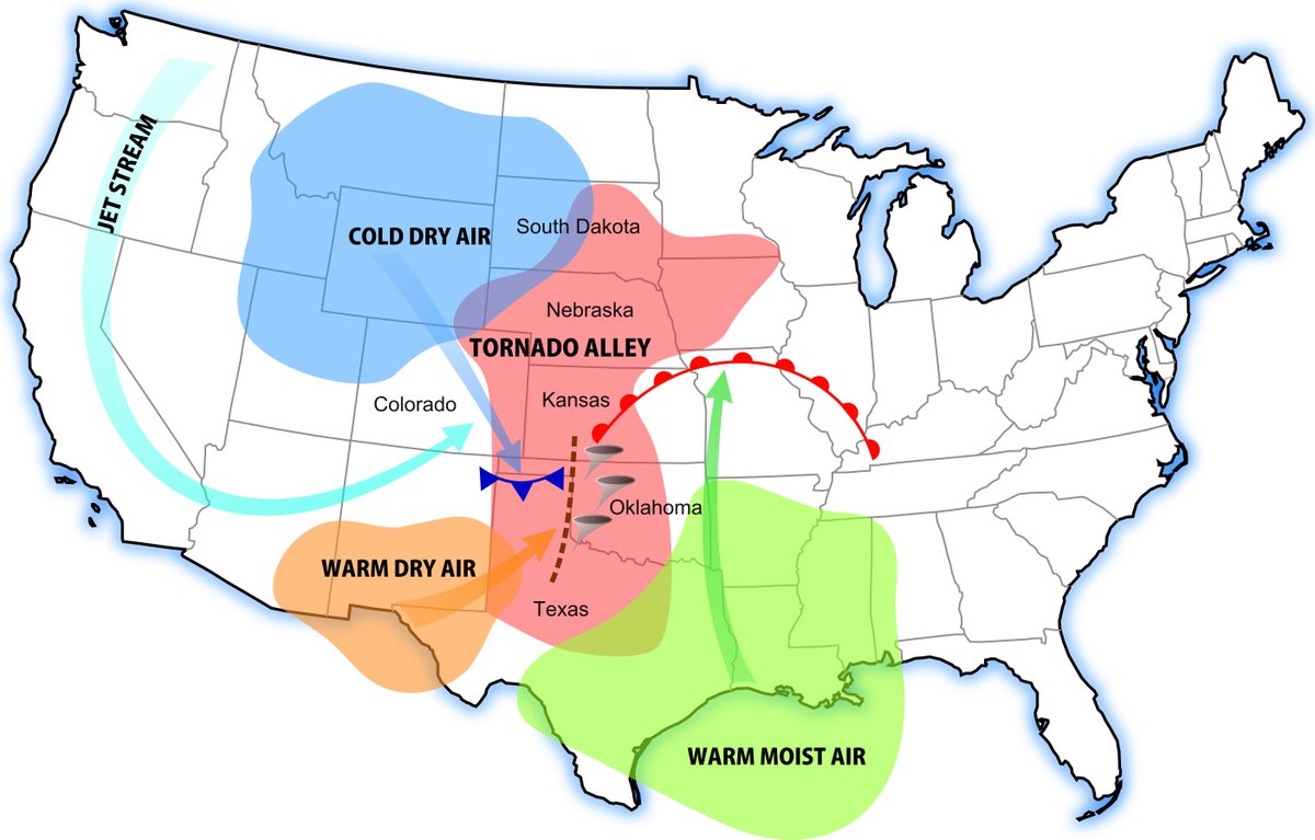 CaryTalbot's tweet photo. @CC_StormWatch @jaycordeira @NWSSanDiego Interesting! When one looks up “Tornado Alley” on Wikipedia, you get this image. The thinking on where tornados most frequently occur needs to change as it has clearly been shifting eastward.  Living in heart of that darkest red area, I can attest that we get them frequently. https://t.co/P6inGwxSoO