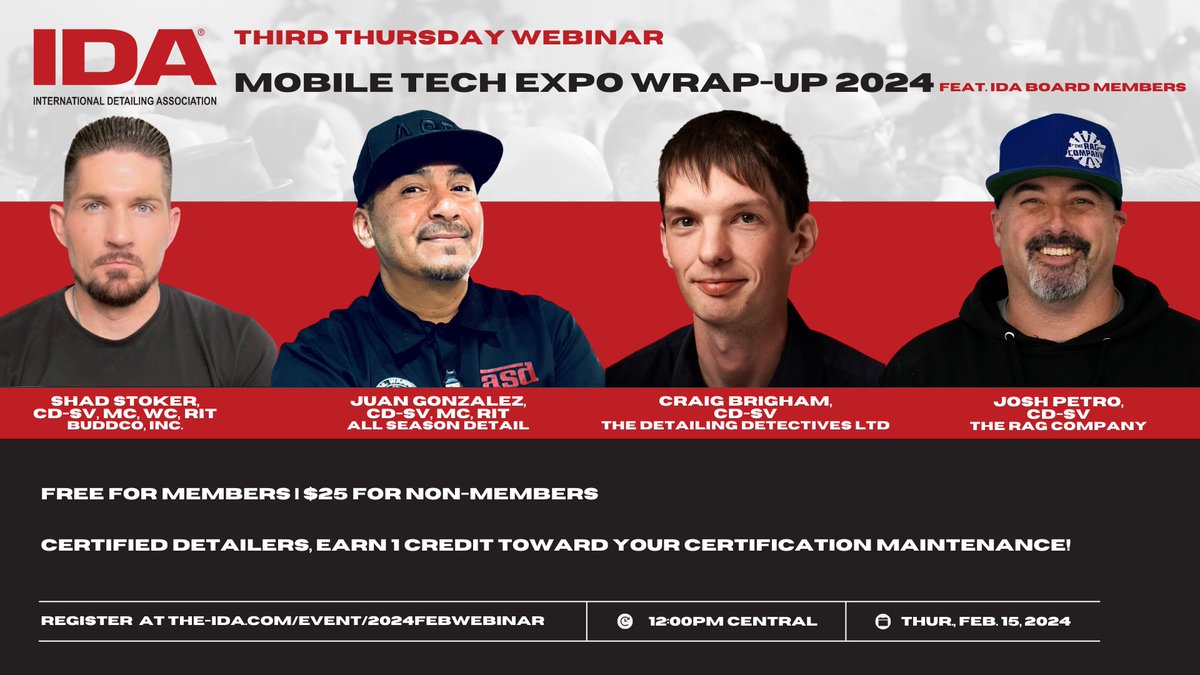 Join us on Feb. 15 at 12pm CST for the next IDA Third Thursday Webinar! Panelists will recap MTE 2024, including Education Day, the IDA Business Meeting &amp; Awards Ceremony, &amp; IDA Certification testing. They'll also discuss IDA's upcoming goals.

Register: the-ida.com/event/2024febw…