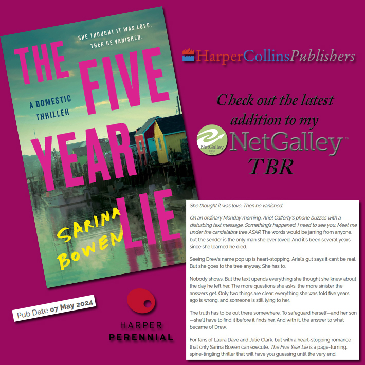fictionophile's tweet photo. Introducing a recent addition to my #TBR courtesy of @HarperCollins @HarperPerennial via @NetGalley . #TheFiveYearLie by Sarina Bowen @SarinaBowen will be published in May. #AnticipatedRead #Fictionophile #booklovers #bookbloggers #NetGalleyARC #ForthcomingTitle #BookTwitter https://t.co/LkilHxFH7i