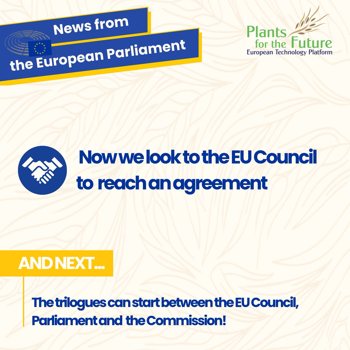 📣The #EuropeanParliament has approved the legislative proposal for the regulation of #NGTs!

Now we look to the European Council whom we hope will reach their own agreement soon, so trilogues can start.

This is just the beginning, but it marks an important milestone!🌿