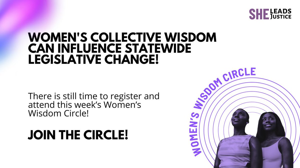 Attention all woman organizers, advocates, activists, and individuals who share the goal of shaping a better future for all women... JOIN US💜 

Learn more & register at bit.ly/3QNMXBa 

The #WomensWisdomCircle meets on the second Thursday of the month.

#SLJ #WiseWomen