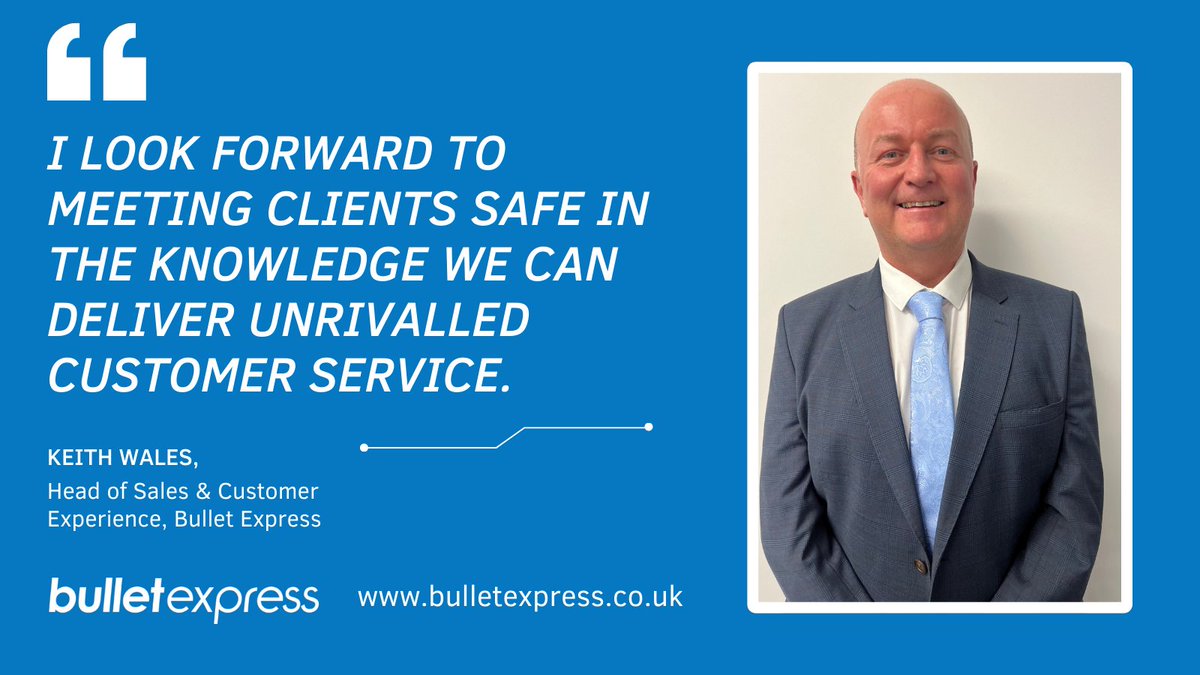 We would like to officially welcome Keith Wales to Bullet Express as Head of Sales &amp; Customer Experience.  Keith joins the team with over 30 years experience in both the direct freight forwarding industry and the manufacturing sector.  
 
#news #announcement #bulletexpress