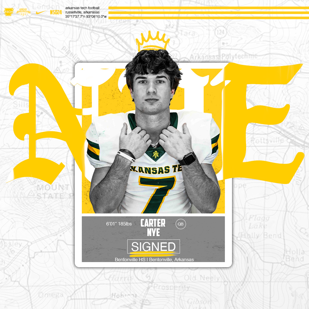 Our next @ATUFOOTBALL signee is Carter Nye!

QB | 6-1 | 185

🏈 <a href="/CarterNye7/">Carter Nye</a>

#FightOn | #LinkItUp | #NSD24
