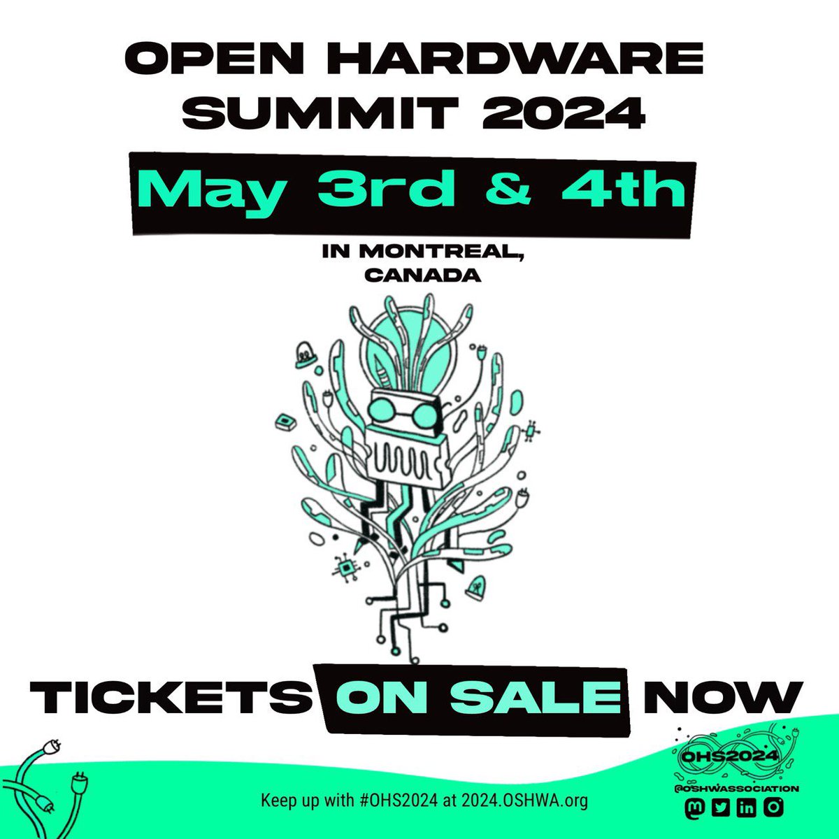 Tickets are on sale now for the 2024 Open Hardware Summit in Montreal, Canada! Make sure to grab your ticket ASAP to be able to participate in an incredible year of talks, workshops and more! Get yours here: 2024OpenHardwareSummit.eventbrite.com