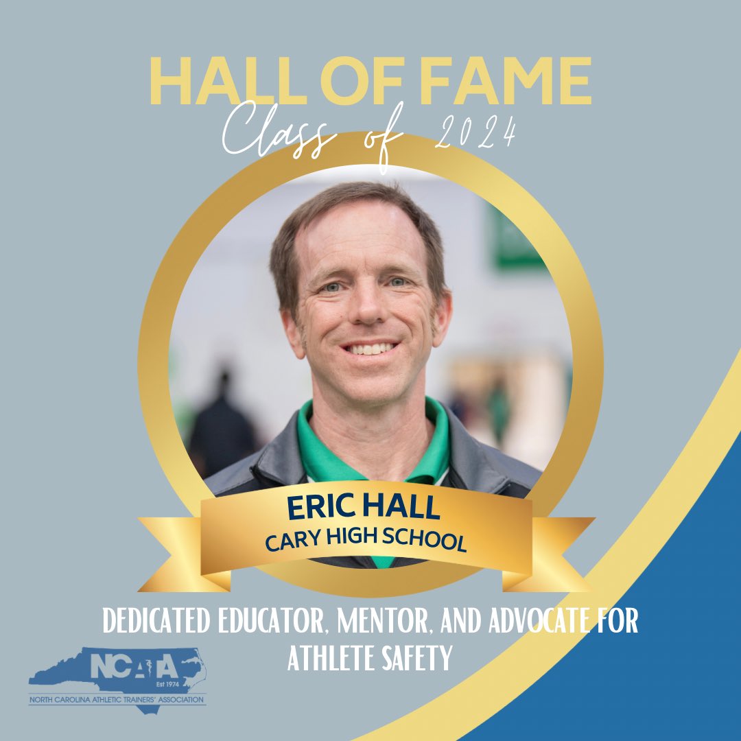 We are excited to introduce our class of 2024 hall of fame inductees, Nancy Groh of @HpuMsat and Eric Hall of @CarySportsMed ! These 2 have given so much to the profession in their careers and continue to work to make our athletes safer and our profession stronger! Congrats!