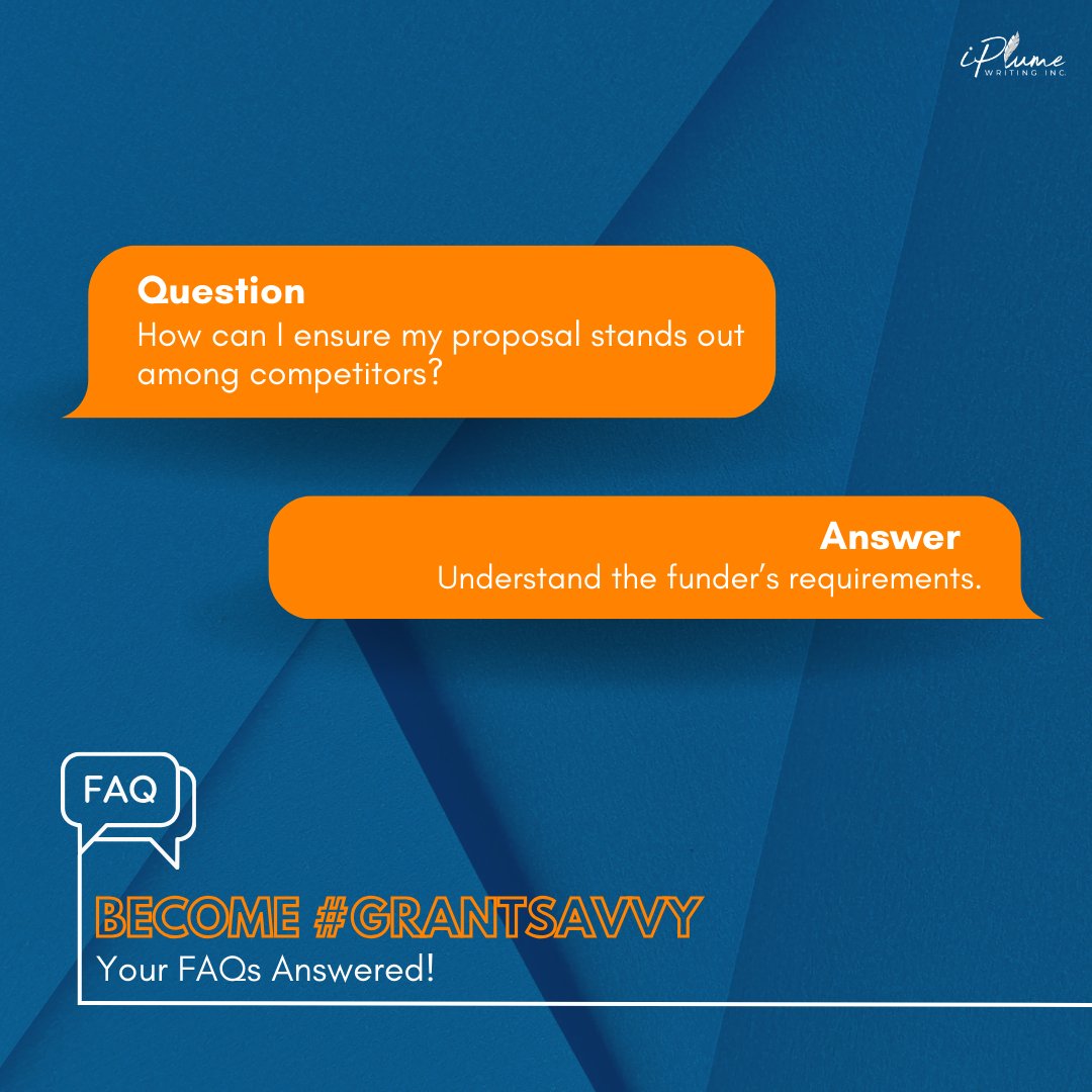 By having a deep understanding of the funder’s mission, goals, and funding history, you can craft a proposal that resonates strongly with them. Comment below the difficulties you have encountered or DM us to discuss more!
#iPlumeWriting #grantwritingtips #grantwritingfaqs