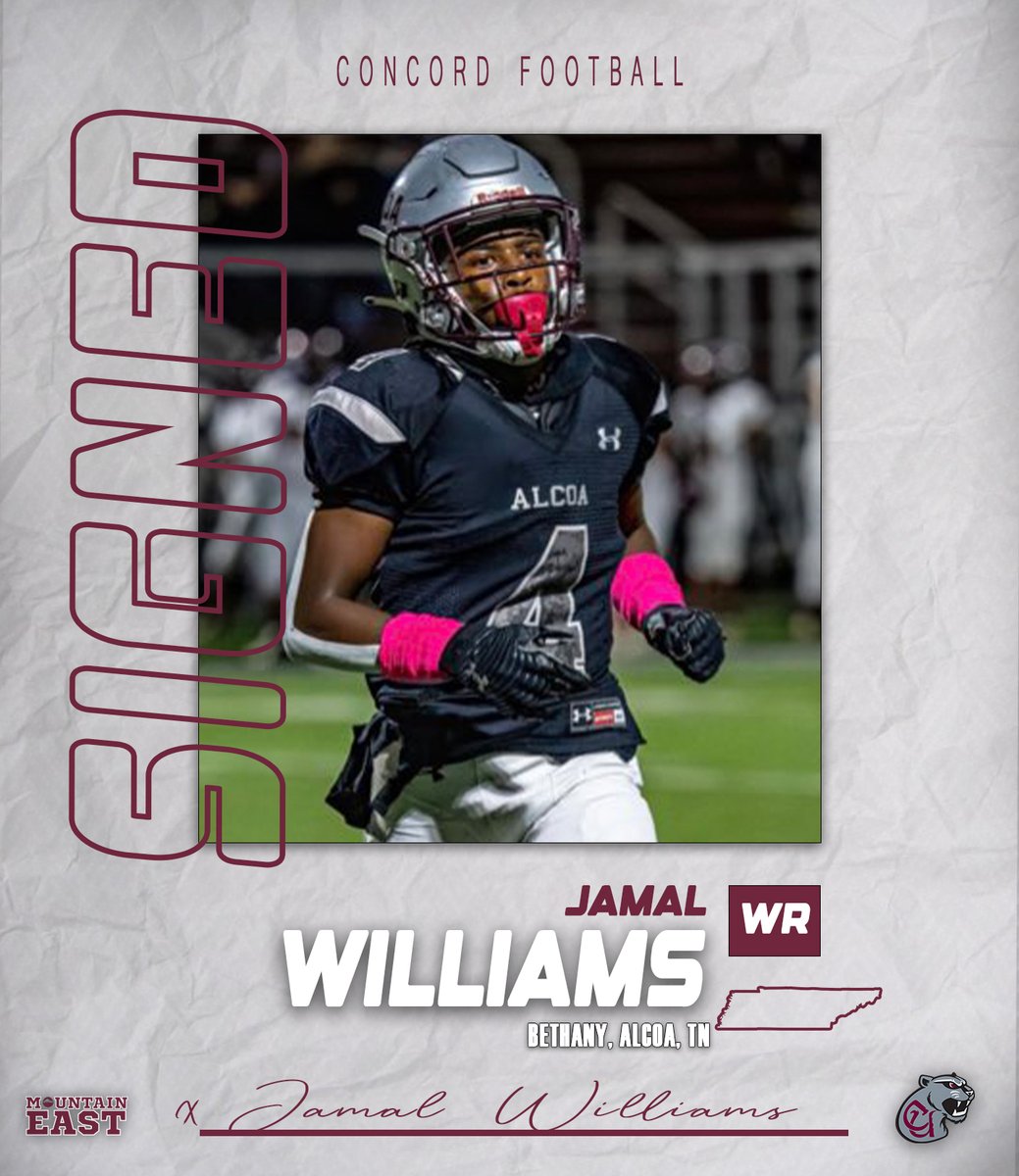 .@ConcordFootball Signee: Jamal Williams (Alcoa, Tenn., WR, Bethany College)
