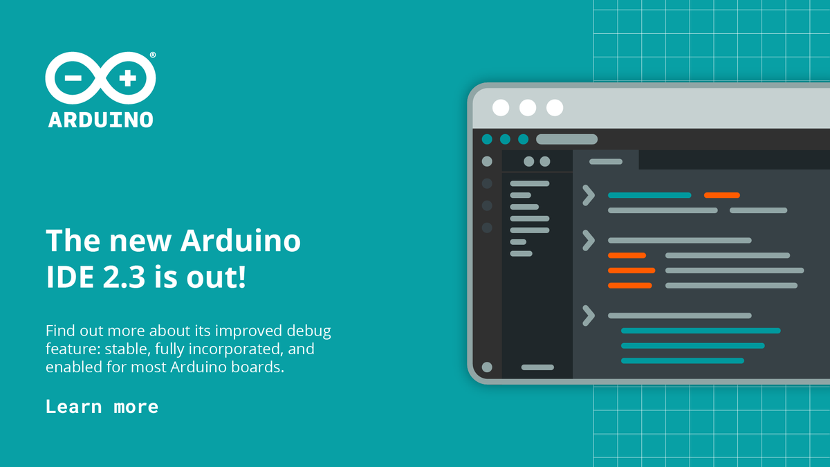arduino's tweet image. Arduino IDE 2.3 is out, and you’ll love the new debugging features in it! blog.arduino.cc/2024/02/07/ide…