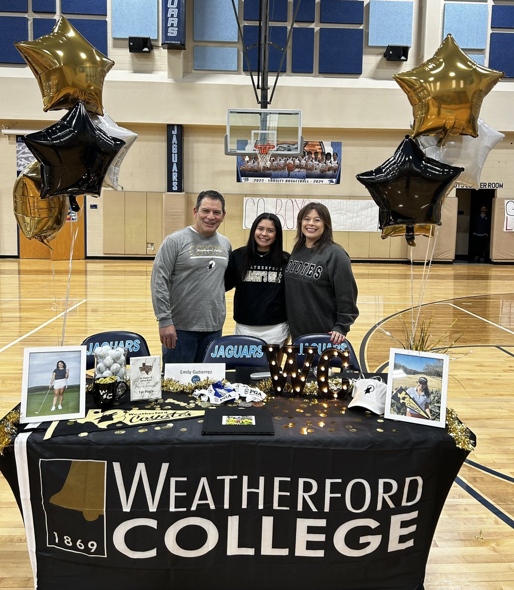 JPApride's tweet photo. Congratulations to Emily Gutierrez! She signed today to play golf with 💛Weatherford College🖤! 

We are so proud of you, Emily! 
💙🐆🩵 https://t.co/XnUUxzdeAg