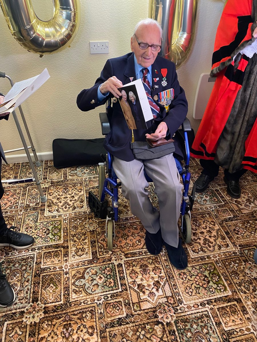 Bernard Morgan served in the RAF from 1942 until 1947 as a Code and Cypher Operator, landing on GOLD Beach on D-Day itself. Today, Bernard received a card from Their Majesties the King and Queen and a video message from the Prime Minister. #NextGenRAF