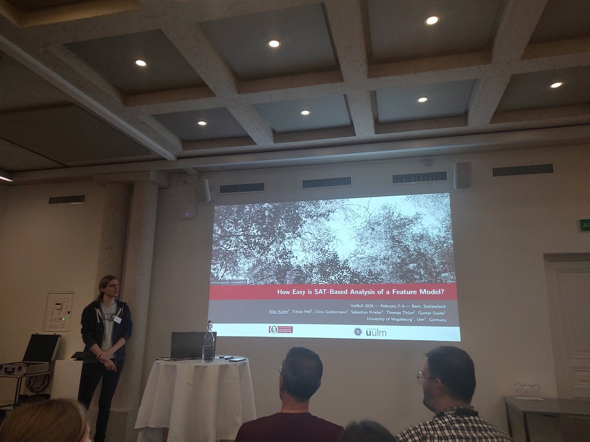 SoftVarE Group (@softvare_uulm) on Twitter photo Elias Kuiter (<a href="/ekuiter/">Elias Kuiter</a>) presents our (controversial?) thoughts on SAT solving and that it is not always easy for feature models.
Preprint: github.com/SoftVarE-Group… Elias Kuiter (<a href="/ekuiter/">Elias Kuiter</a>) presents our (controversial?) thoughts on SAT solving and that it is not always easy for feature models.
Preprint: github.com/SoftVarE-Group…