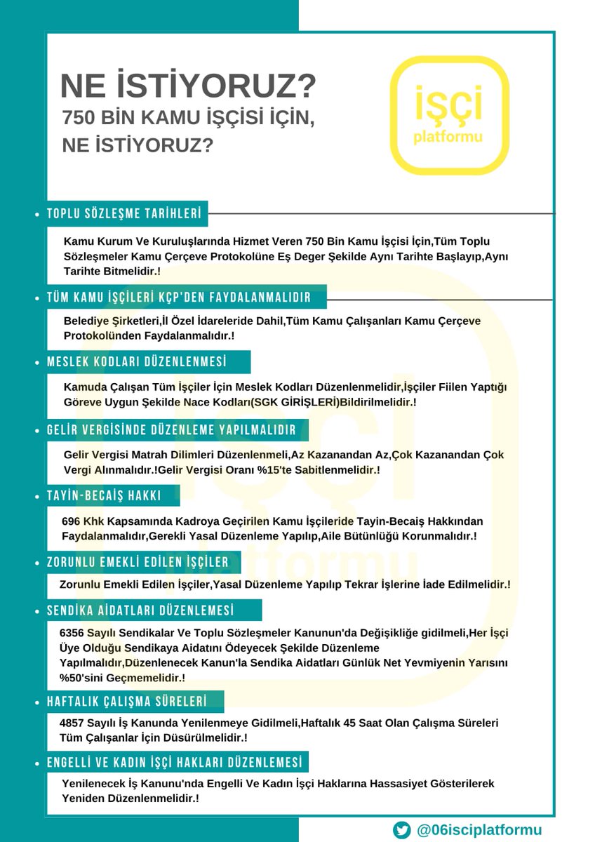 06isciplatformu's tweet photo. #Kamuişçileri ✍️
Talep Ediyor.!
@turkiskonf @hakiskonf https://t.co/wMDBUXOeeL