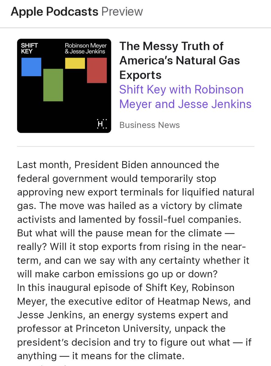 It's here! In Episode One of SHIFT KEY, a new weekly podcast from <a href="/robinsonmeyer/">Robinson Meyer</a> &amp; I, we unpack
the messy story of US liquefied natural gas (LNG) exports and the significance of Biden's pause on new permits. Give us a listen, and please share with your friends!