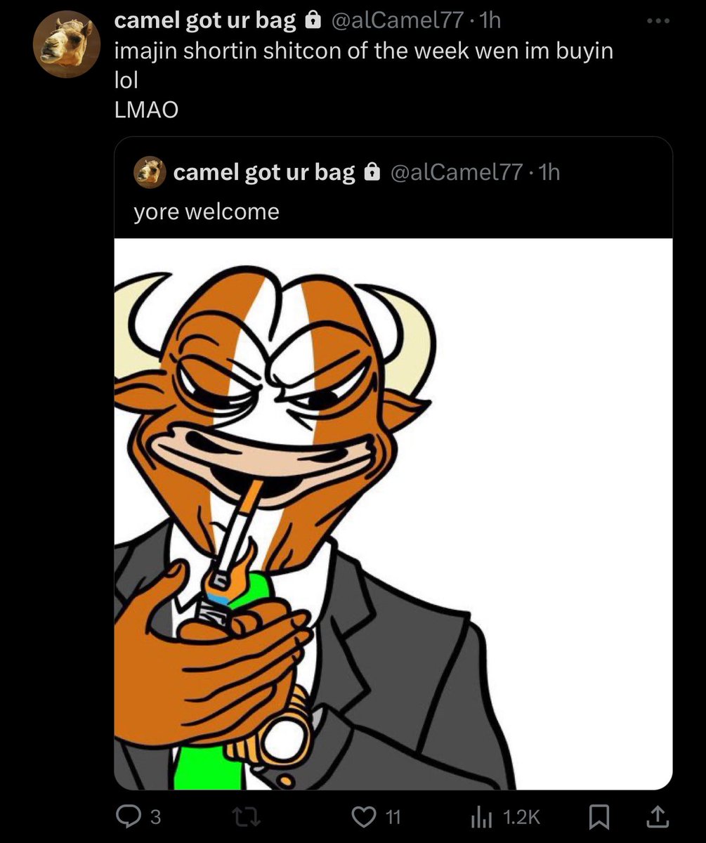 BitchDeFi's tweet photo. Lmfao redacted mfs like @alCamel77 taking credit for $Jup pump as if it wasn’t seen from a mile away. 

Literally no one is going to suck your dick for holding some coins you redacted moron. 

Only bull posts when coin went the opposite direction of redacted CT people. https://t.co/UV1fjgDS8Q