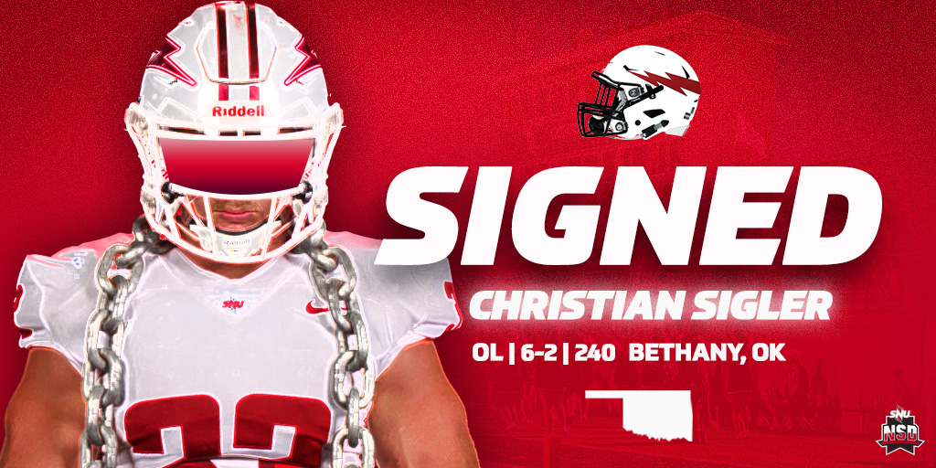 Another local guy for the OL! Excited to have Christian join SNU! 👏 #BoltsUp⚡ #nationalsigningday | @ChristianSigle4