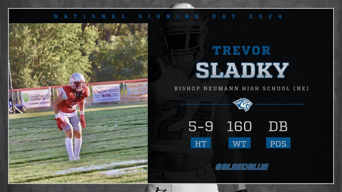 DWTigerFB's tweet photo. Our secondary just got a whole lot better!

@SladkyTrevor recorded 12 total TDs in his JR &amp; SR year, while leading his team in receiving &amp; TDs his SR year. Named All-District HM in 2022. Sladky earned Academic All-Conference 3X.

#bleedblue https://t.co/7itLEtbBam