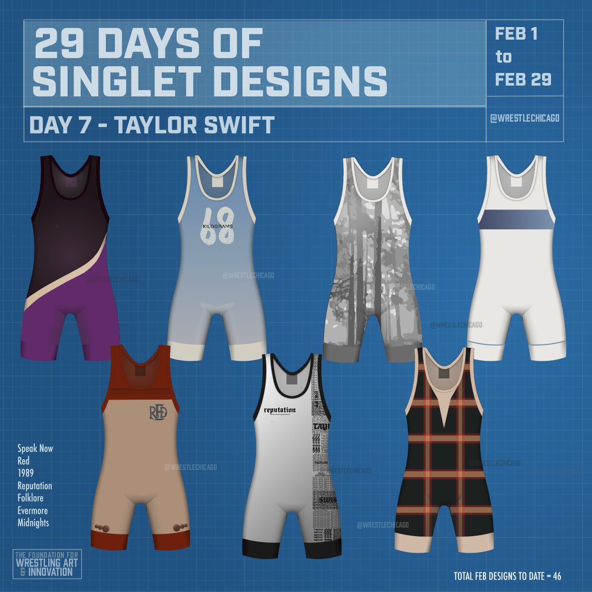 29 Days of Singlet Designs.
Day 7 / Feb 7 - Taylor Swift

Singlets [Taylor's Version].