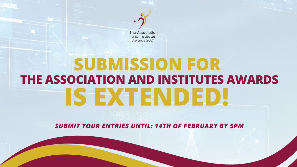 📅 Mark your calendars!  The submission deadline is now extended to Feb 14th!

Let your achievements be seen & celebrate excellence with our community!

More: bit.ly/3HHnIwh

#AssociationAwards #AIA2024 #AssociationInstituteAwardsUK