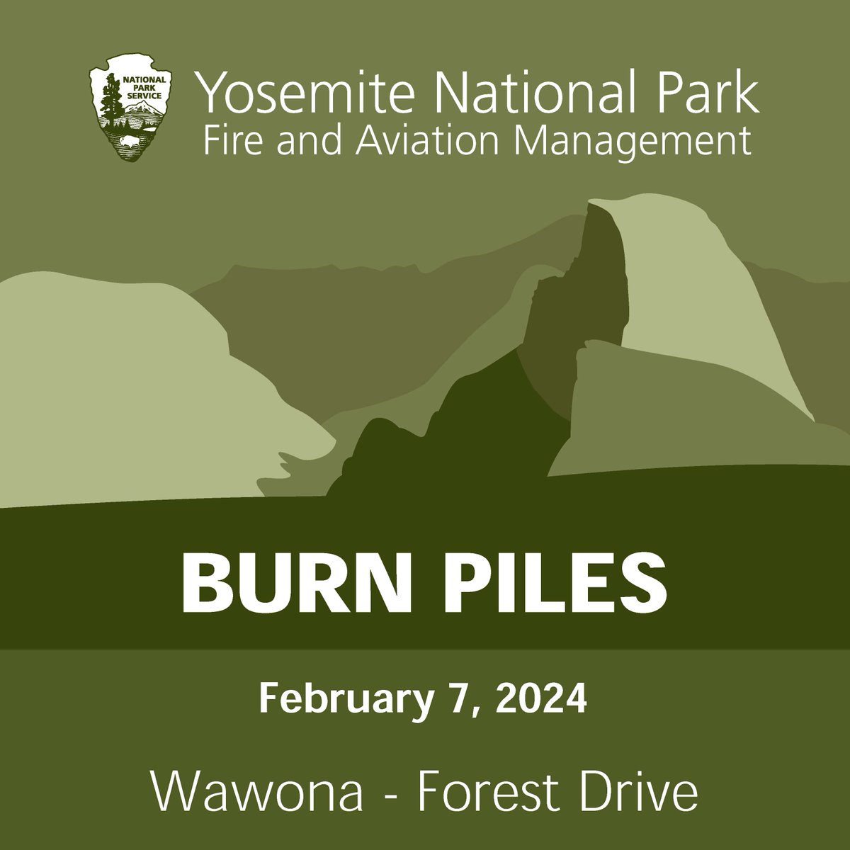 Yosemite Fire crews plan to ignite piles in Wawona along Forest Drive today. Over 300 piles have been successfully burned in Wawona and Yosemite Valley this year. Completion of these piles plays a pivotal role in community protection and healthy forest management. #pileburning