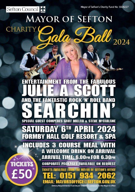Tickets are on sale for my Gala Charity Ball, £50 for a night of high class entertainment with a three course meal with welcome drink, this promises to be a great night @DowhighLtd @Catacleanuk @PersimmonHomes @SpotmixConcrete @homebargains @seftoncouncil
