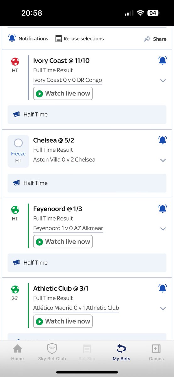 Robbie_t1231's tweet photo. @SkyBet Add it again can’t freeze another other game hahaha https://t.co/lyWVj1Rl50
